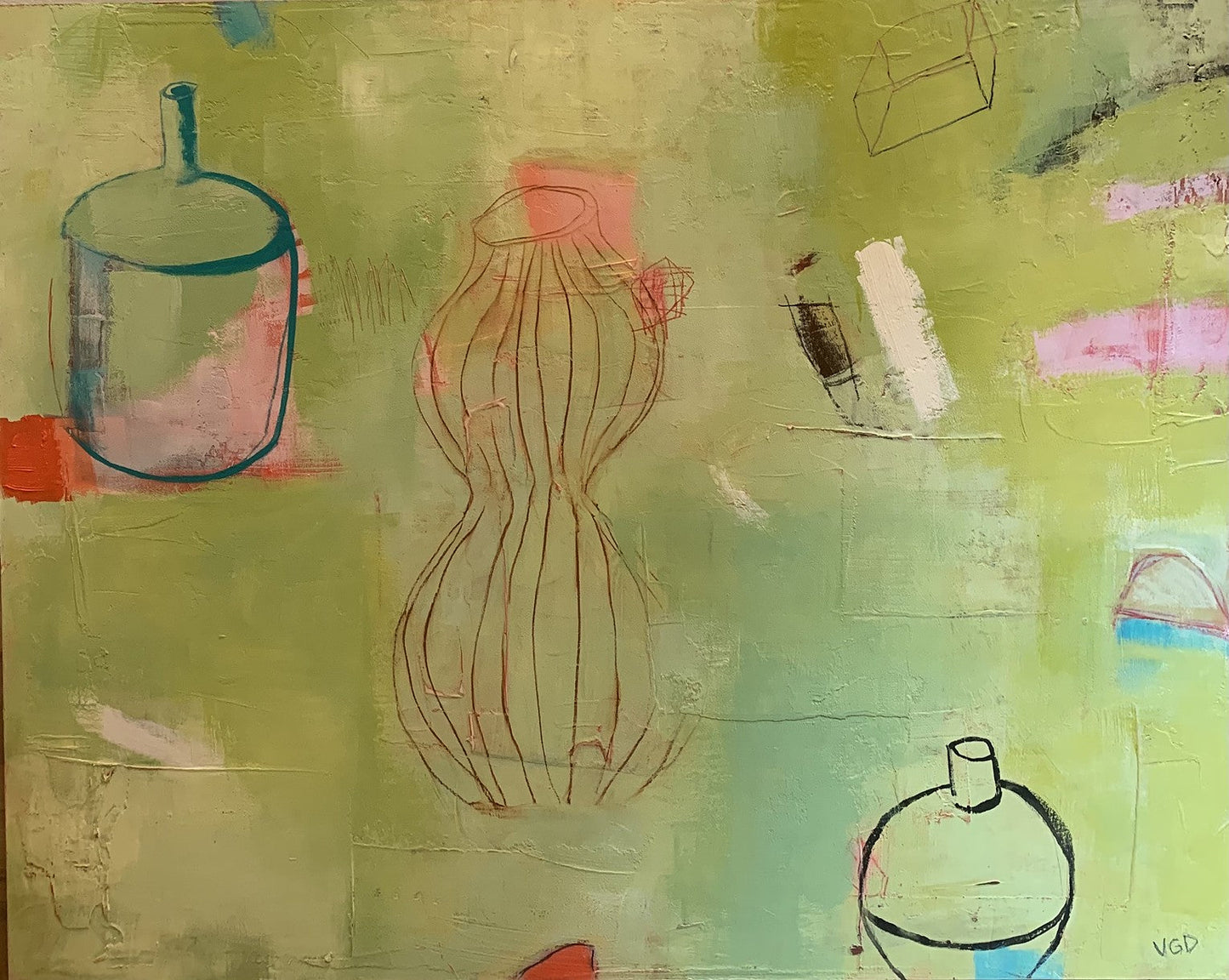 Pretty containers floated all around her as she sipped her lemon-lime ice by Vikki Drummond